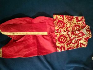 Boys Festive Red Jacket And Dhoti