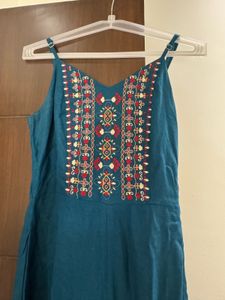Embroidered Teal Jumpsuit