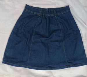 Denim Button-Front Skirt
