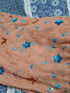 Peach Dress Material or dupatta