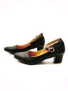 EXPORT QUALITY Black Leather Mary Jane Heel