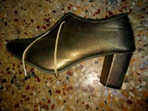 Gold Glitter Block Heel Booties