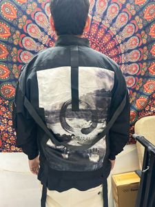 Black Bomber Jacket with Straps