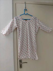 White And Pink Short Kurti For Daily Wear