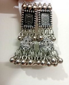 Oxidized Silver Jhumka Earrings