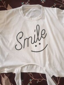 Cute 'Smile' Graphic White Tee
