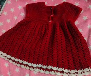 Adorable Handmade Red Crochet Dress