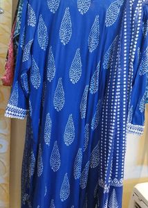 Blue &amp; White Embroidered Salwar Kameez
