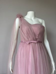Tulle Pink One Shoulder Gown
