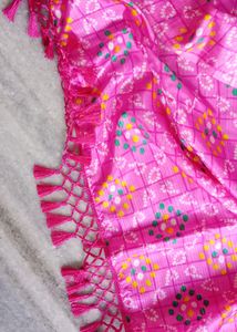 New Barbie Pink Saree With Tassels