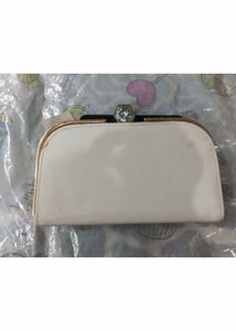 White Clutch with Gemstone Clasp