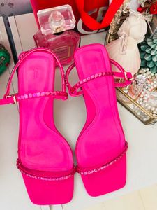 Zara Pink Rhinestone Strappy Heels