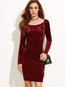 Burgundy Velvet Long Sleeve Dress- Size Small