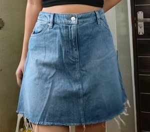 Distressed Denim Mini Skirt