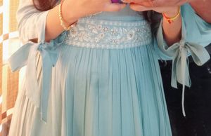 Sky Blue Embroidery Designer Dress