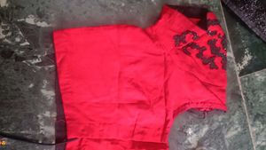 Red &amp; Black Embroidered saree