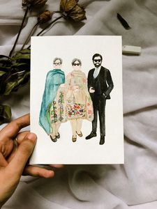Custom faceless Handpainted watercolor portrait Artwork