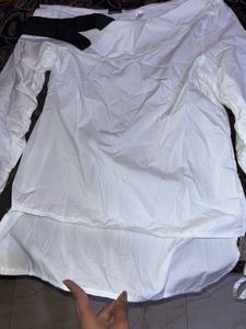 White New Tie Knot One Side Shirt