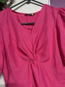 Stylish Pink Twist-Front Top