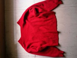 Red Wool Crop Sweater
