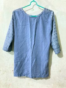 Embroidered Blue Top