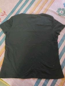 Black T-Shirt with Lace Detail