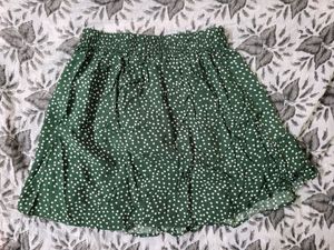 Dark Green Polka Dot Mini Skirt