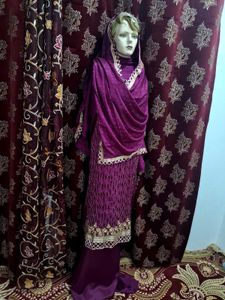 Elegant Purple Kurta Set with bridal clutch freebe