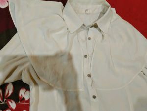 Vintage White Blouse with Cape Collar