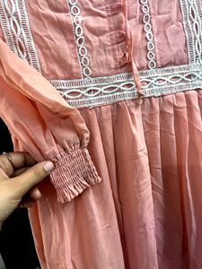 Pink Lace Trim Dress