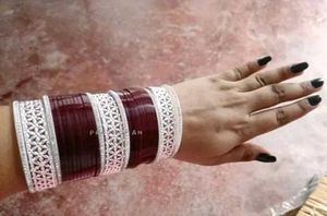 Bridal Red &amp; Silver Chooda Set Traditional Bangle