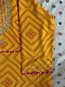 Festive Pink Yellow Kurta Set