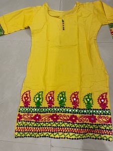Yellow Embroidered Tunic Top