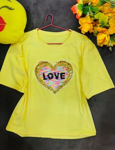 Yellow LOVE Sequin Tee