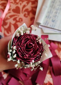 Shimmery Mehroon Satin Rose 🌹