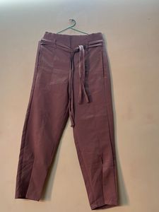 Mauve Wide Leg Tie Pants