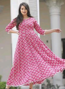 Pink Printed Anarkali Kurta
