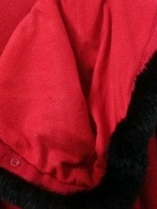 Red Hooded Button-Down Coat