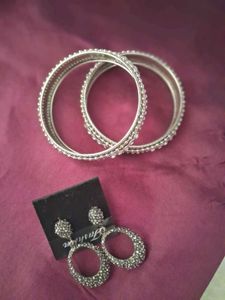 ✨️Combo deal ✨️ SILVER  Bangle & Earring Set