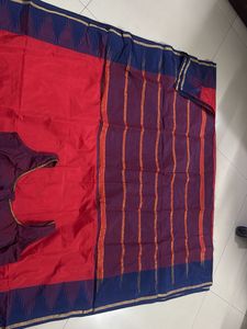 Elegant Red &amp; Blue Saree From Nallis