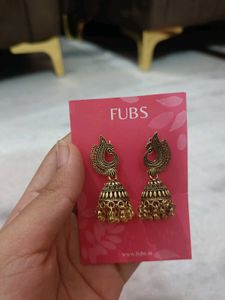 Fubs Gold Tone Jhumka Earrings