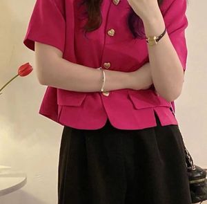 Pink Heart Button Blouse