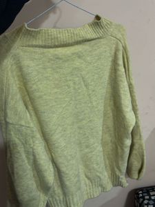Cute Yellow Knit V-Neck Sweater