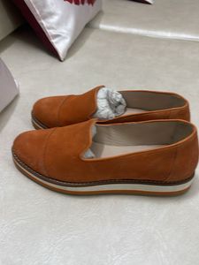 Orange Suede Loafers - Size 4