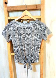 Grey Printed Cotton Top Size-34