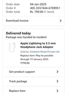 Apple Lighting To 3.5 Mm Headphone Jack Adapter