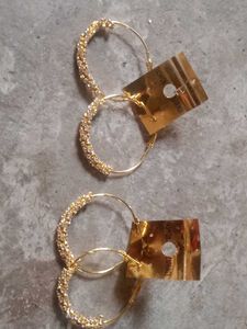 Gold Rhinestone Hoop Earrings