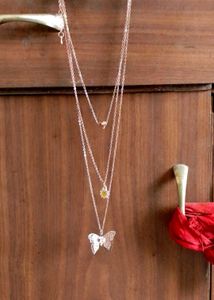 Layered Butterfly Charm Necklace