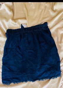 Mango Mini Wrap Skirt Soft Denim