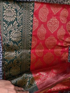 Elegant Red &amp; Green Saree